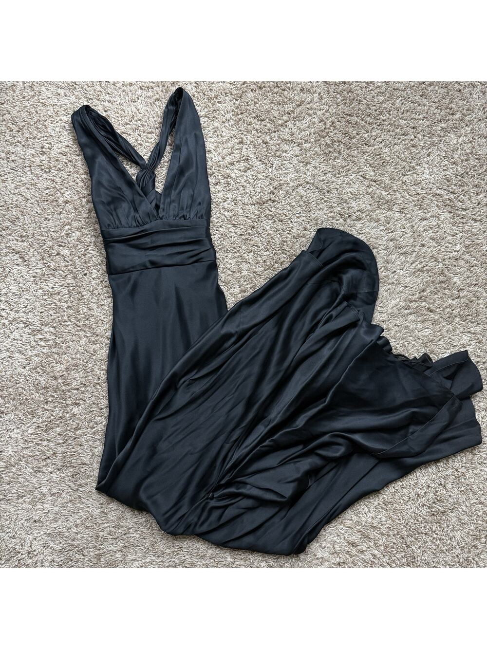 Vintage Nicole Miller Evening Gown Silk Maxi Dress Black Women’s Size 2